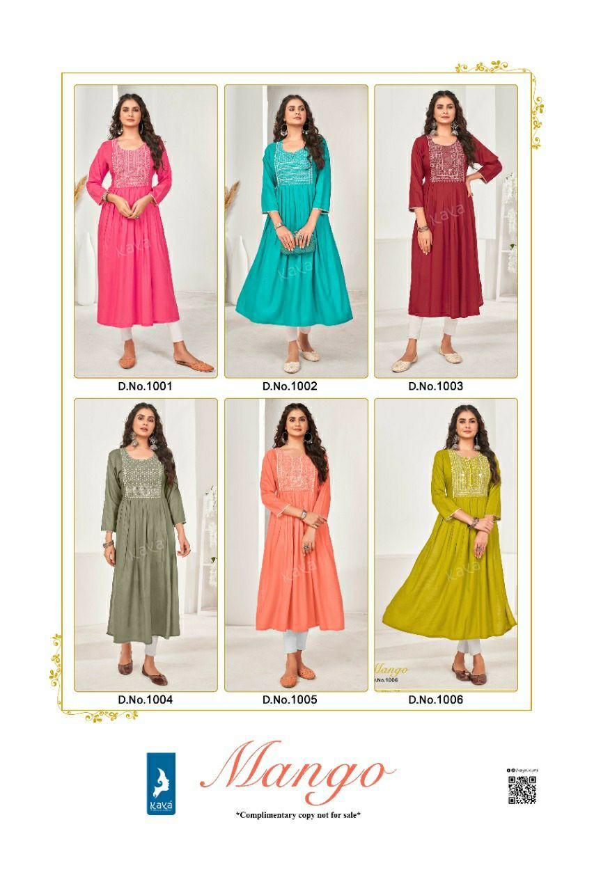 Kaya Mango Fancy Wear Stylish Designer Long Kurti Collection